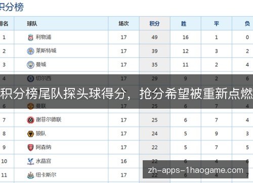 积分榜尾队探头球得分，抢分希望被重新点燃